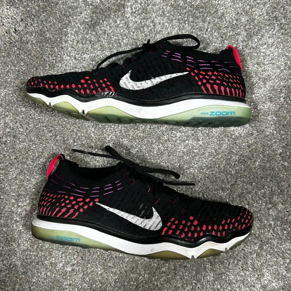 Nike Zoom Fearless Flyknit Womens Training Shoes Black Pink 850426-006 Size 9